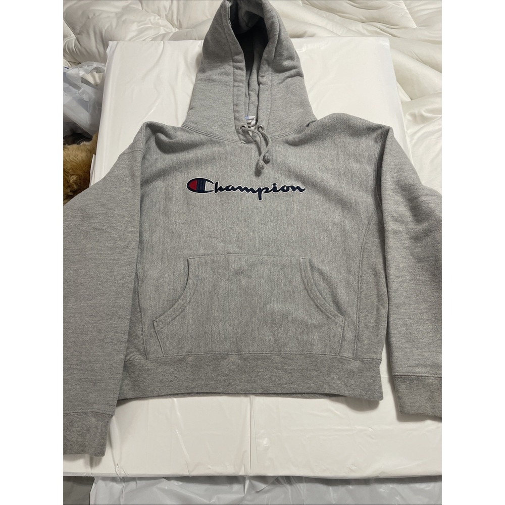 Women's Champion Gray Pullover Hoodie Size Large Reverse Weave Y2K Style